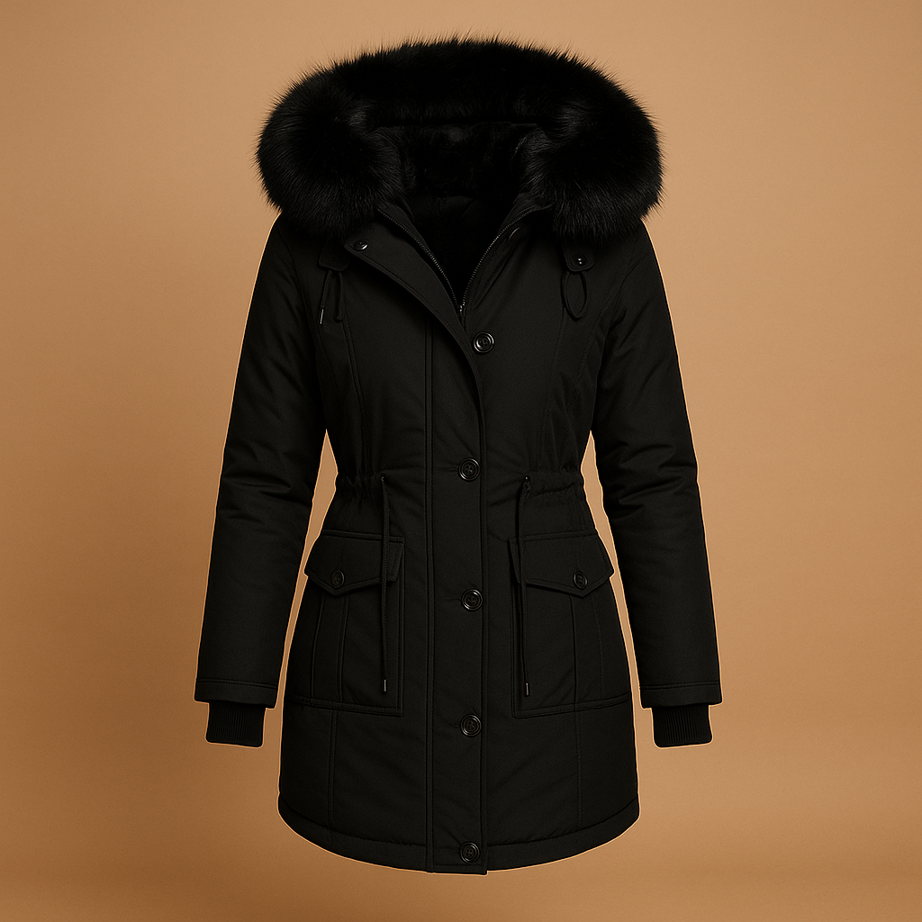 Waterproof Long Winter Coat for Women with Faux Fur Hood - Stylish Warm Outerwear for Cold Weather