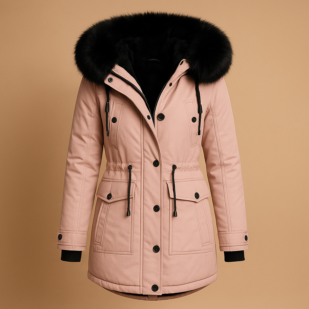 Waterproof Long Winter Coat for Women with Faux Fur Hood - Stylish Warm Outerwear for Cold Weather
