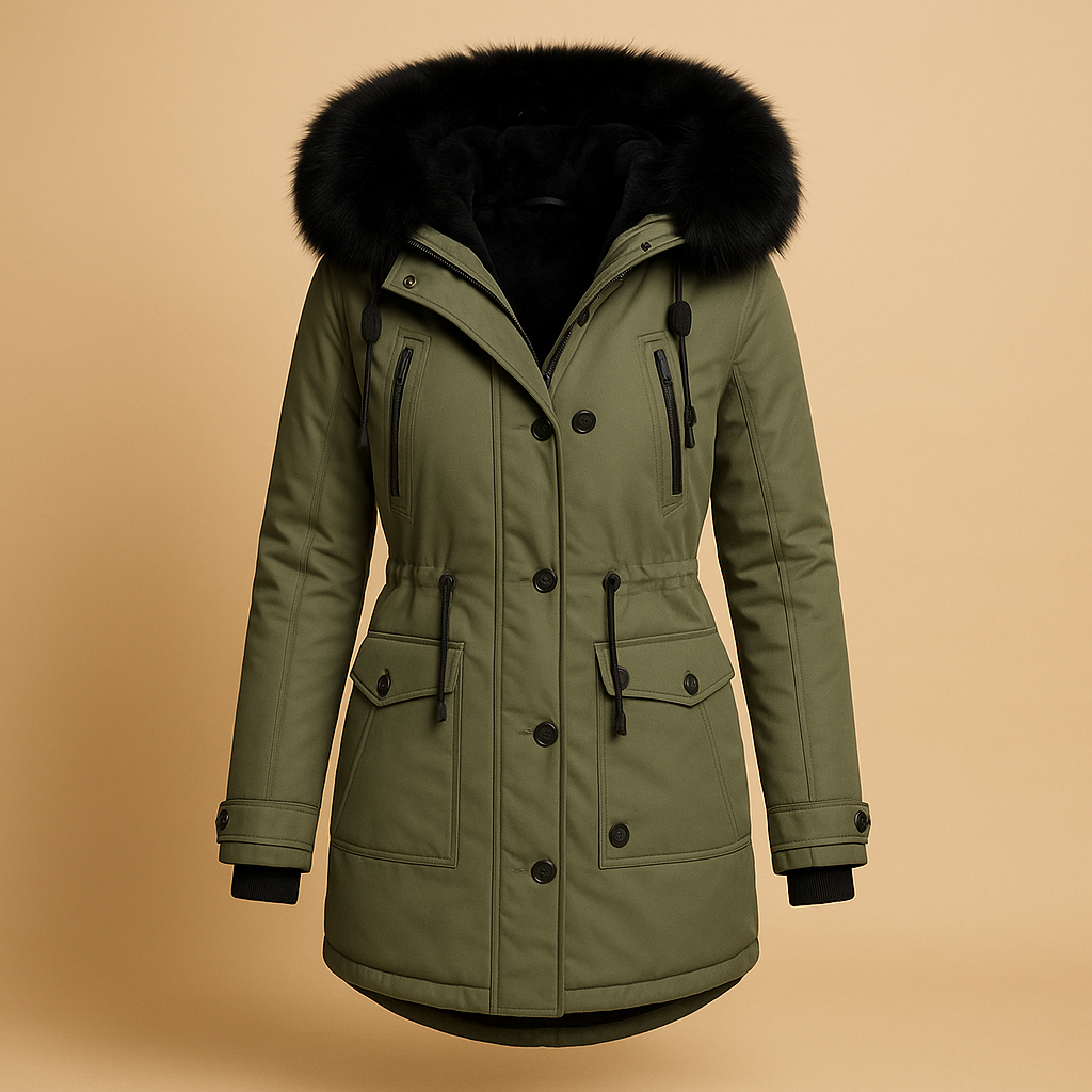 Waterproof Long Winter Coat for Women with Faux Fur Hood - Stylish Warm Outerwear for Cold Weather
