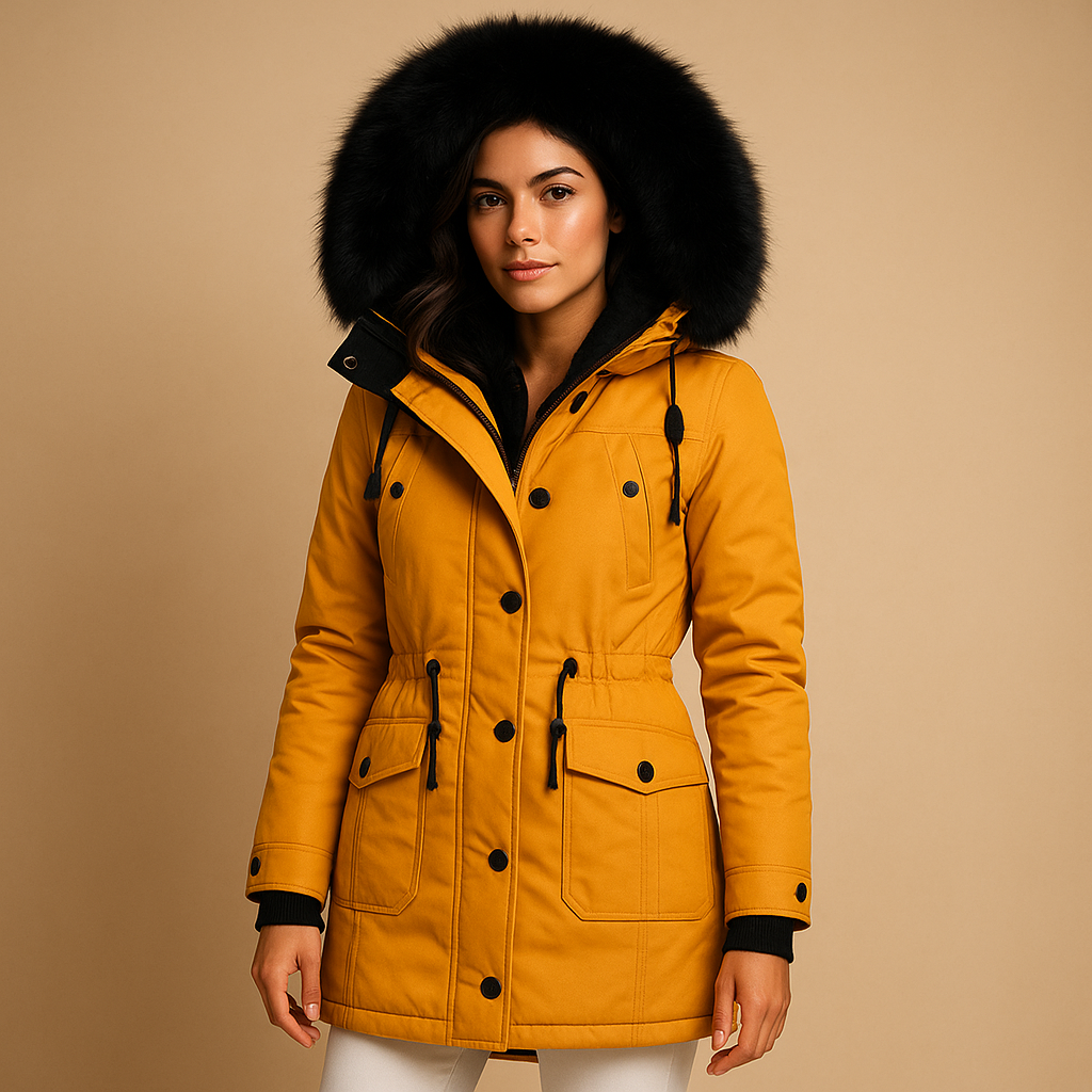 Waterproof Long Winter Coat for Women with Faux Fur Hood - Stylish Warm Outerwear for Cold Weather