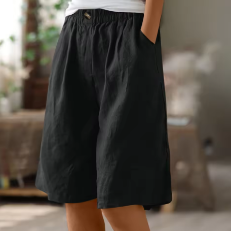 Casual Women's Wide Shorts | Lightweight Cotton Blend | Relaxed Fit | Ideal for Everyday Wear