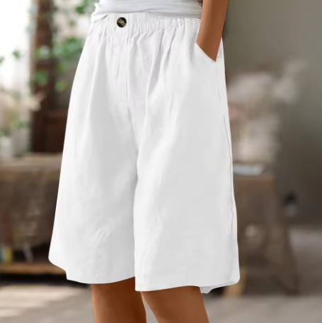 Casual Women's Wide Shorts | Lightweight Cotton Blend | Relaxed Fit | Ideal for Everyday Wear