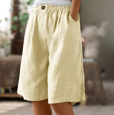 Casual Women's Wide Shorts | Lightweight Cotton Blend | Relaxed Fit | Ideal for Everyday Wear