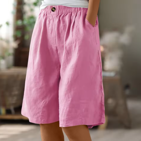 Casual Women's Wide Shorts | Lightweight Cotton Blend | Relaxed Fit | Ideal for Everyday Wear