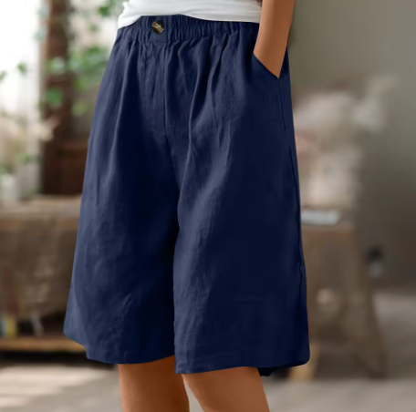 Casual Women's Wide Shorts | Lightweight Cotton Blend | Relaxed Fit | Ideal for Everyday Wear