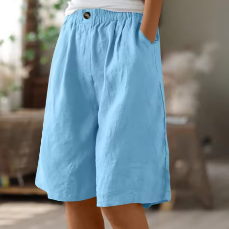 Casual Women's Wide Shorts | Lightweight Cotton Blend | Relaxed Fit | Ideal for Everyday Wear