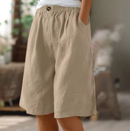 Casual Women's Wide Shorts | Lightweight Cotton Blend | Relaxed Fit | Ideal for Everyday Wear