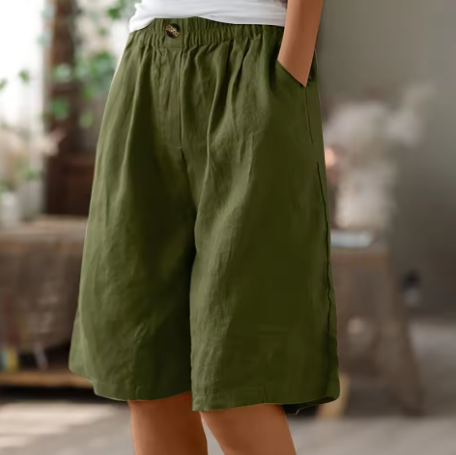 Casual Women's Wide Shorts | Lightweight Cotton Blend | Relaxed Fit | Ideal for Everyday Wear