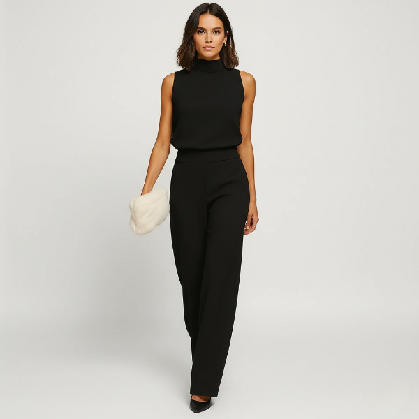 Wide-Leg Halter Neck Jumpsuit for Women - High Waist Design, Casual Chic Outfit for Summer Events and Everyday Wear