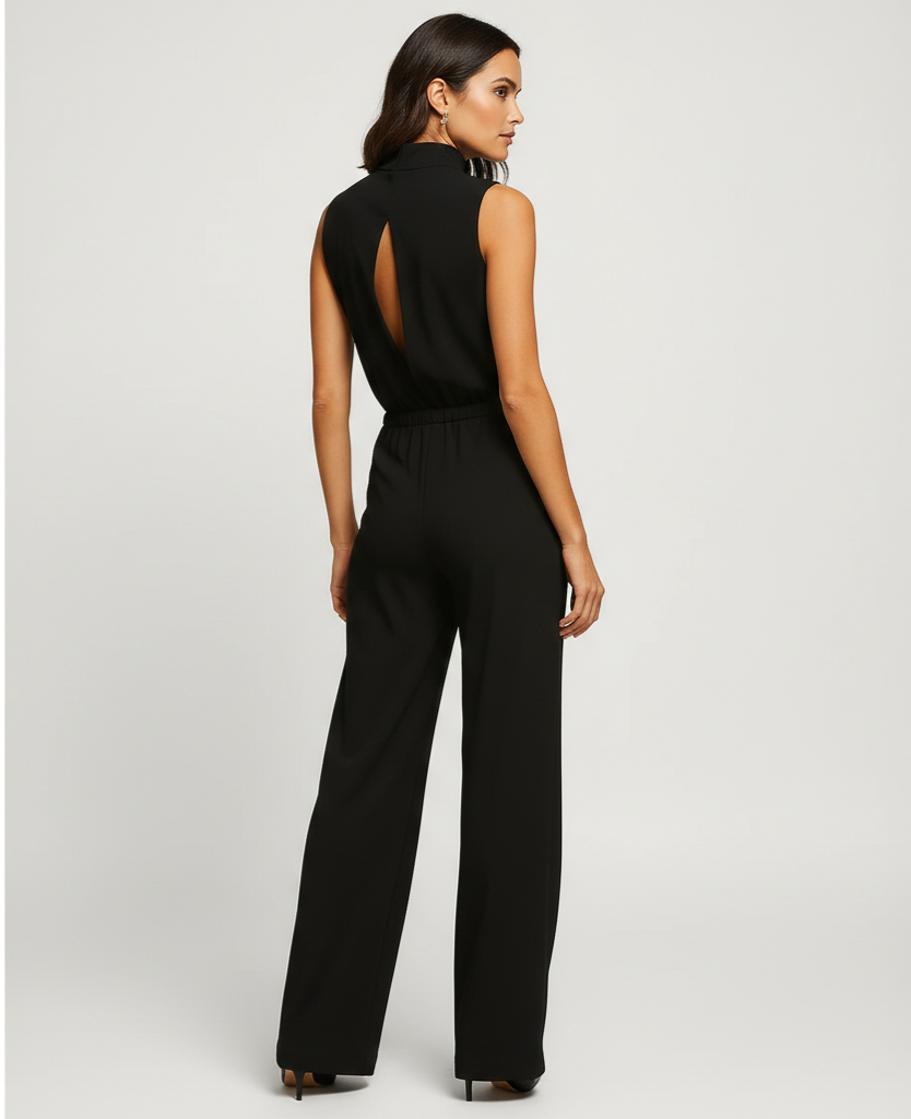 Wide-Leg Halter Neck Jumpsuit for Women - High Waist Design, Casual Chic Outfit for Summer Events and Everyday Wear