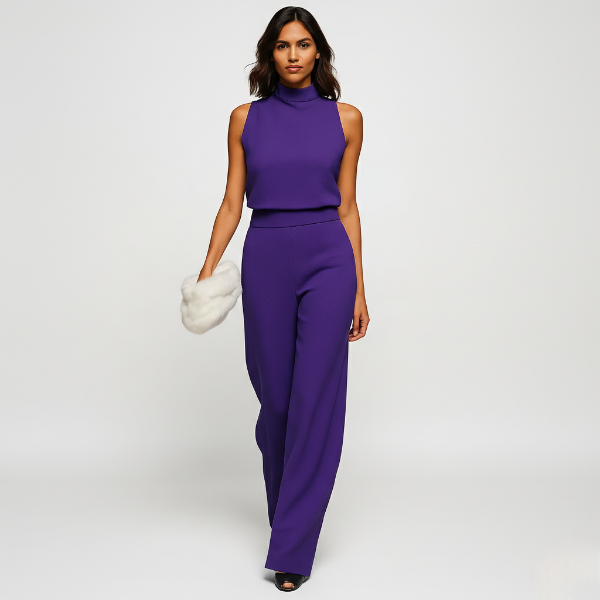 Wide-Leg Halter Neck Jumpsuit for Women - High Waist Design, Casual Chic Outfit for Summer Events and Everyday Wear