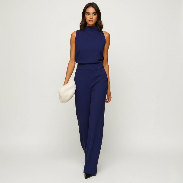 Wide-Leg Halter Neck Jumpsuit for Women - High Waist Design, Casual Chic Outfit for Summer Events and Everyday Wear