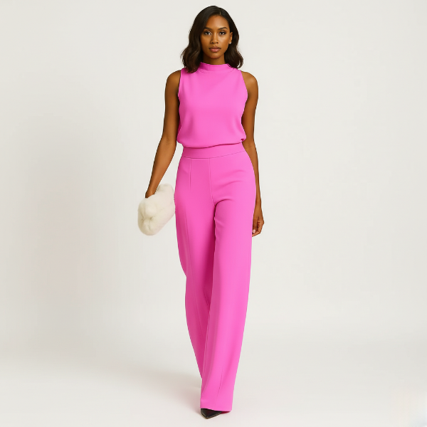 Wide-Leg Halter Neck Jumpsuit for Women - High Waist Design, Casual Chic Outfit for Summer Events and Everyday Wear