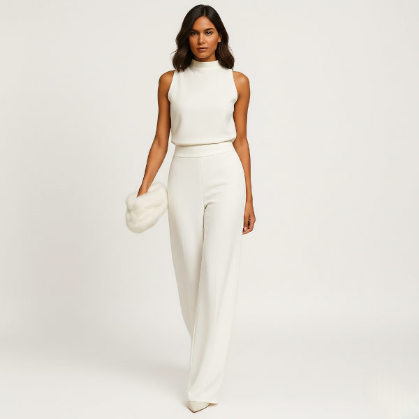 Wide-Leg Halter Neck Jumpsuit for Women - High Waist Design, Casual Chic Outfit for Summer Events and Everyday Wear