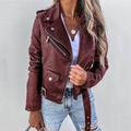 Women's Faux Leather Biker Jacket | Classic Zipper Design | Casual Motorcycle Outerwear for Everyday Wear
