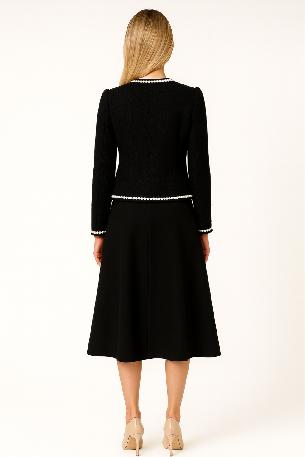 Women's Cropped Vintage Jacket with Pearl Buttons - Stylish Casual Outerwear