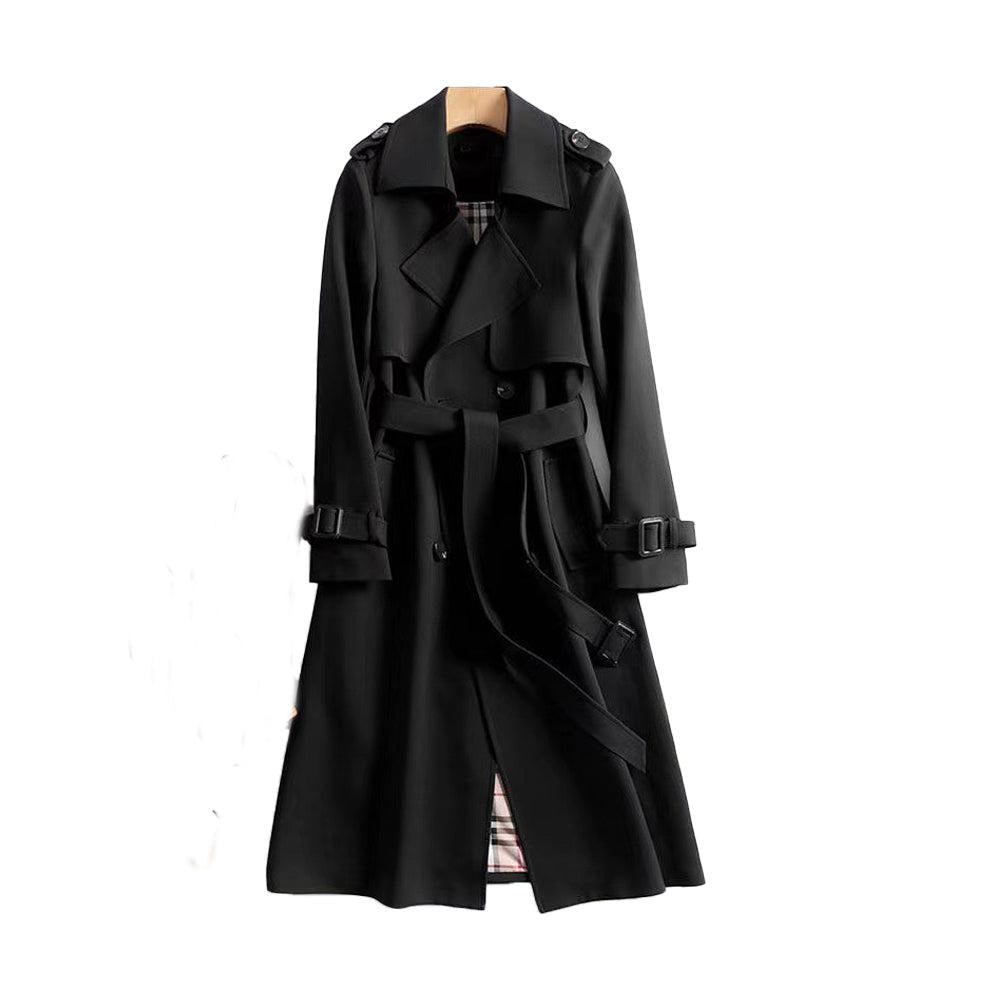 Women's Water-Resistant Double-Breasted Trench Coat with Belt - Classic Everyday Outerwear - Multiple Sizes Available