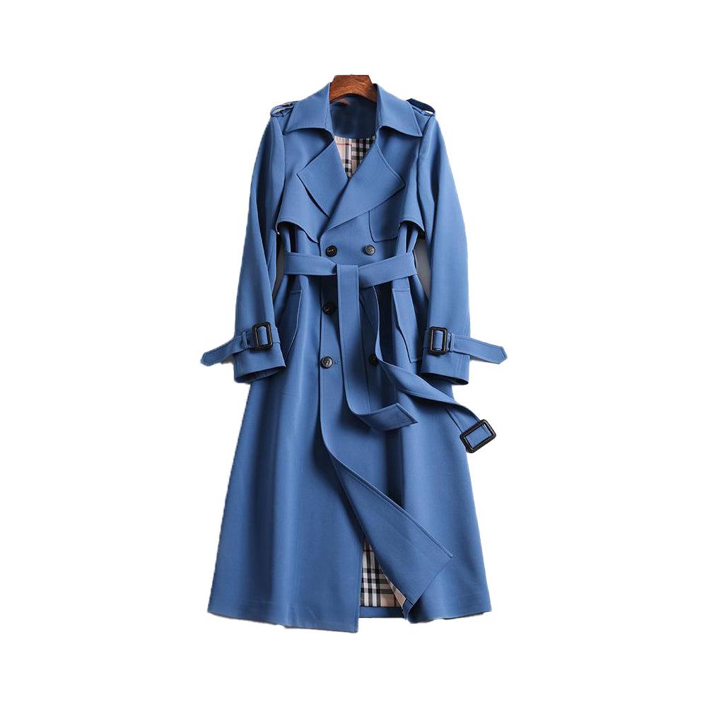 Women's Water-Resistant Double-Breasted Trench Coat with Belt - Classic Everyday Outerwear - Multiple Sizes Available