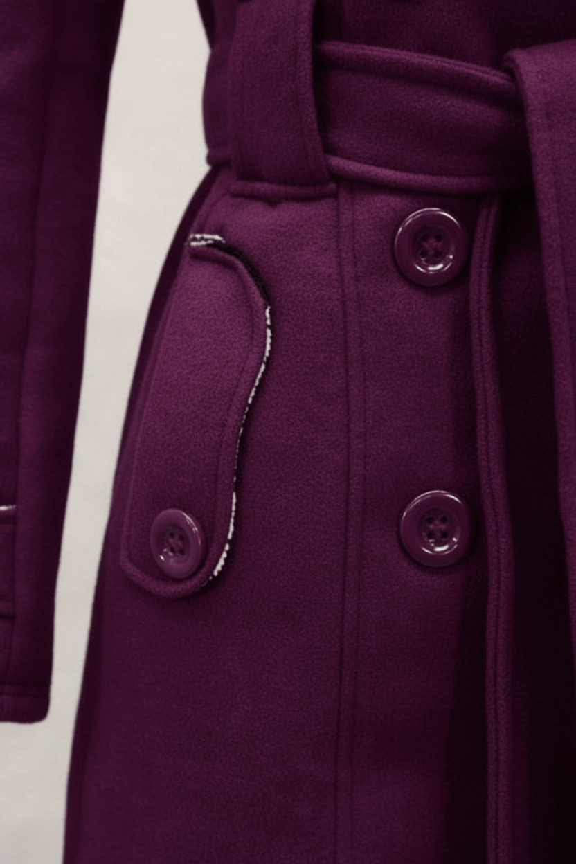 Women's Wool Blend Double-Breasted Hooded Coat for Cold Weather Fashion and Warmth