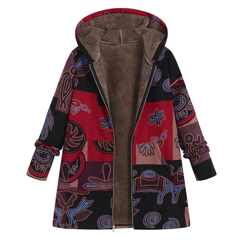 Floral Hooded Winter Coat for Women - Warm and Stylish Outerwear for Casual and Outdoor Use
