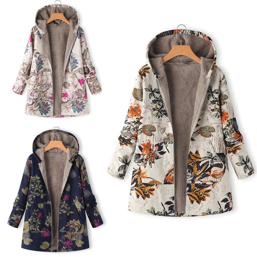 Floral Hooded Winter Coat for Women - Warm and Stylish Outerwear for Casual and Outdoor Use