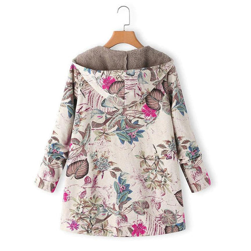 Floral Hooded Winter Coat for Women - Warm and Stylish Outerwear for Casual and Outdoor Use