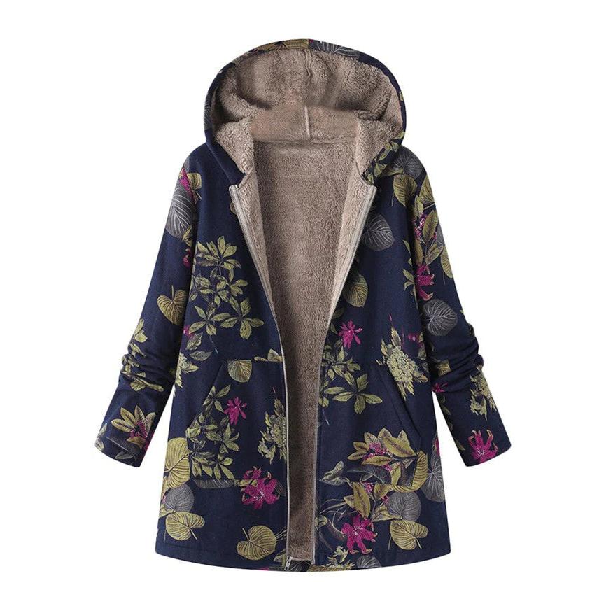 Floral Hooded Winter Coat for Women - Warm and Stylish Outerwear for Casual and Outdoor Use