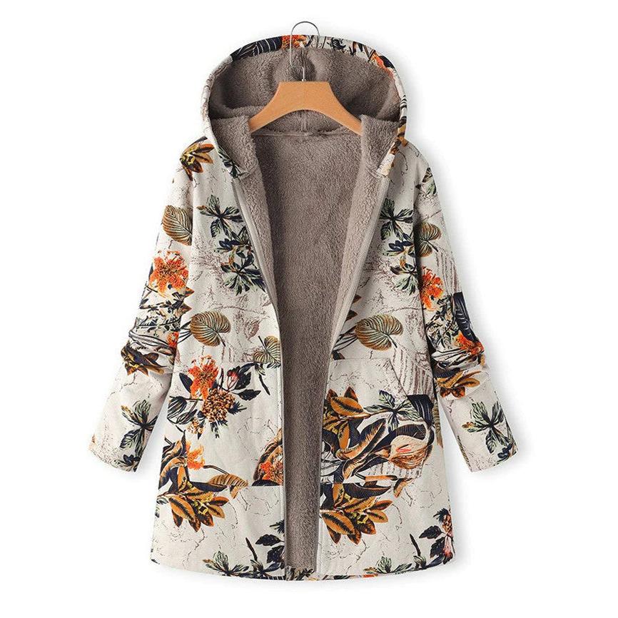 Floral Hooded Winter Coat for Women - Warm and Stylish Outerwear for Casual and Outdoor Use