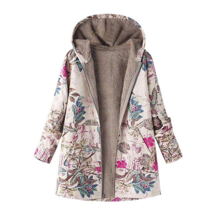 Floral Hooded Winter Coat for Women - Warm and Stylish Outerwear for Casual and Outdoor Use