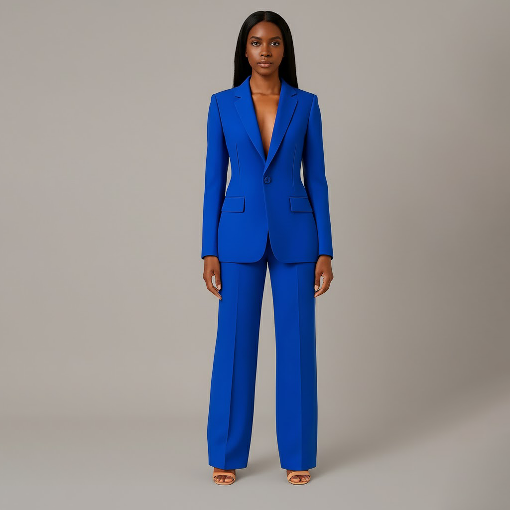 Women's Formal Suit Set - Tailored Blazer and Trousers - Office/Business Attire