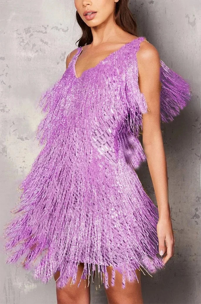 Fringe Feather Cocktail Dress for Women | Elegant Evening Wear for Parties and Special Occasions