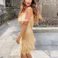 Fringe Feather Cocktail Dress for Women | Elegant Evening Wear for Parties and Special Occasions