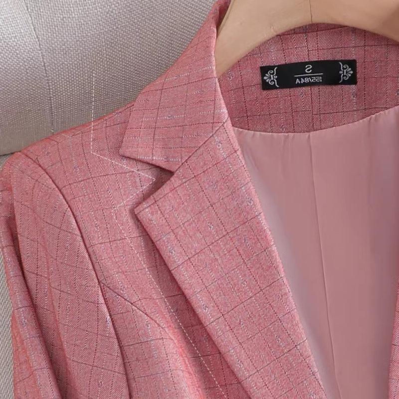 Women's Grid Pattern Blazer | Lightweight Fabric | Tailored Fit | Office or Casual Wear