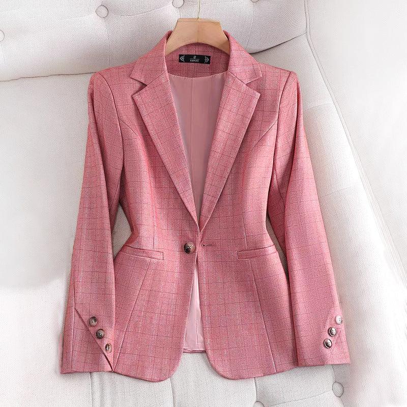 Women's Grid Pattern Blazer | Lightweight Fabric | Tailored Fit | Office or Casual Wear