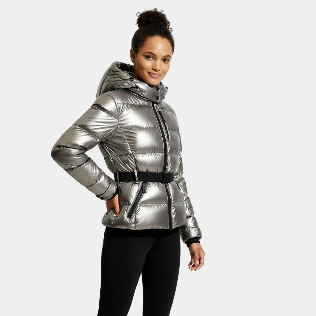 Women's Insulated Puffer Jacket with Belted Design - Warm Winter Coat for Outdoor Activities
