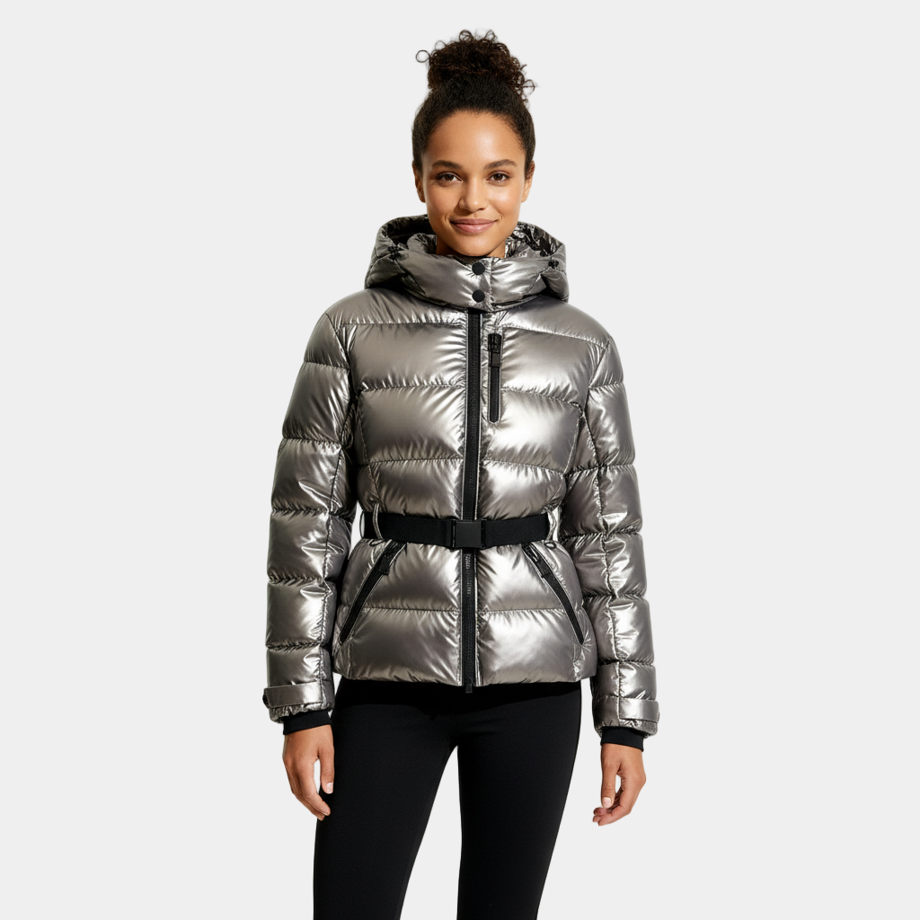 Women's Insulated Puffer Jacket with Belted Design - Warm Winter Coat for Outdoor Activities