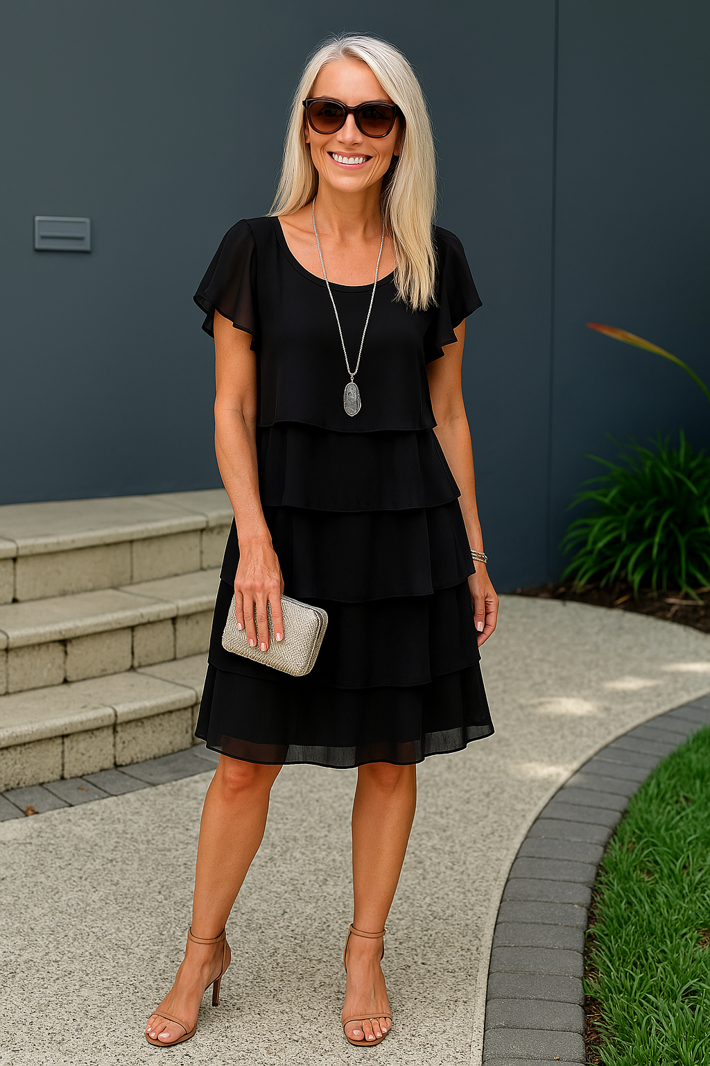 Layered Midi Dress for Women | Short Sleeve | Casual Everyday Wear | Comfortable Fabric for All-Day Comfort