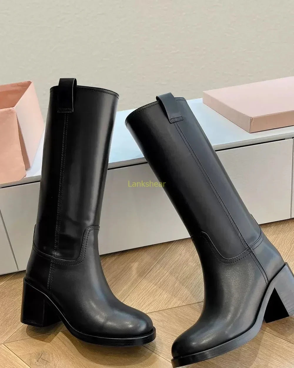 Women's Knee-High Heeled Leather Boots for Stylish Everyday Wear and Versatile Outfits