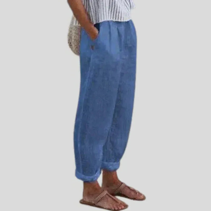 Women's Linen-Cotton Pants with Side Pockets | Soft Casual Trousers