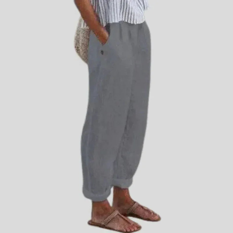 Women's Linen-Cotton Pants with Side Pockets | Soft Casual Trousers
