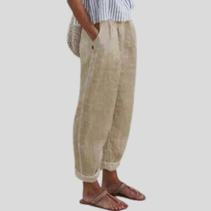Women's Linen-Cotton Pants with Side Pockets | Soft Casual Trousers