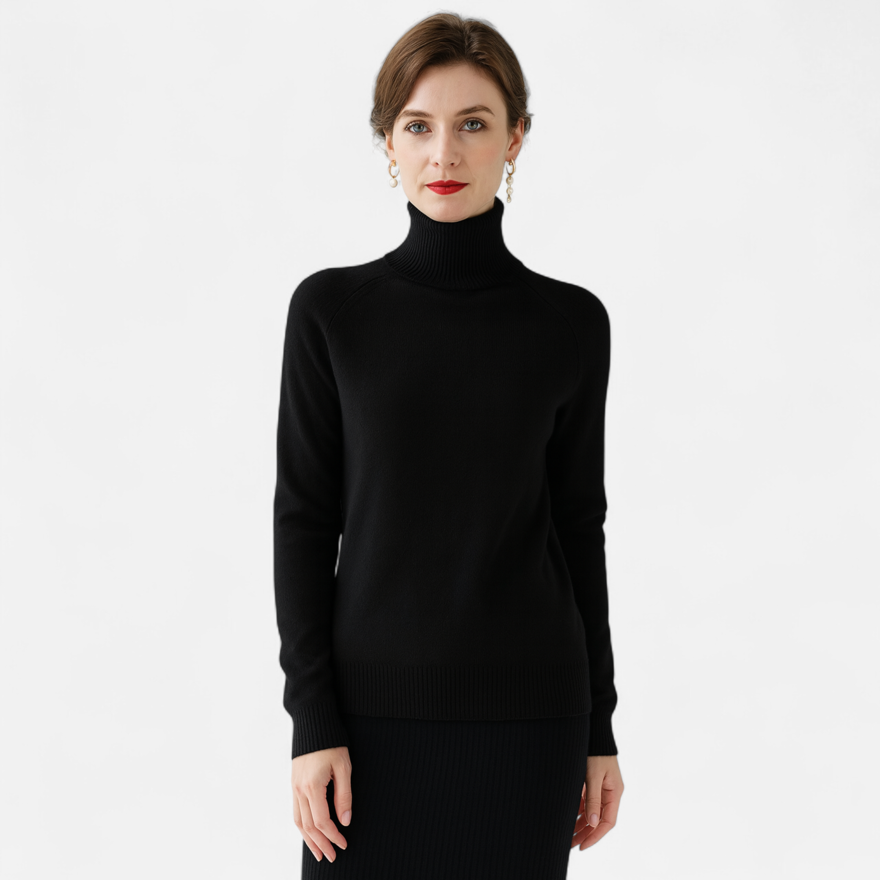 Merino Wool Cashmere Mock-Neck Sweater for Women | Cozy Knit for Fall and Winter Fashion