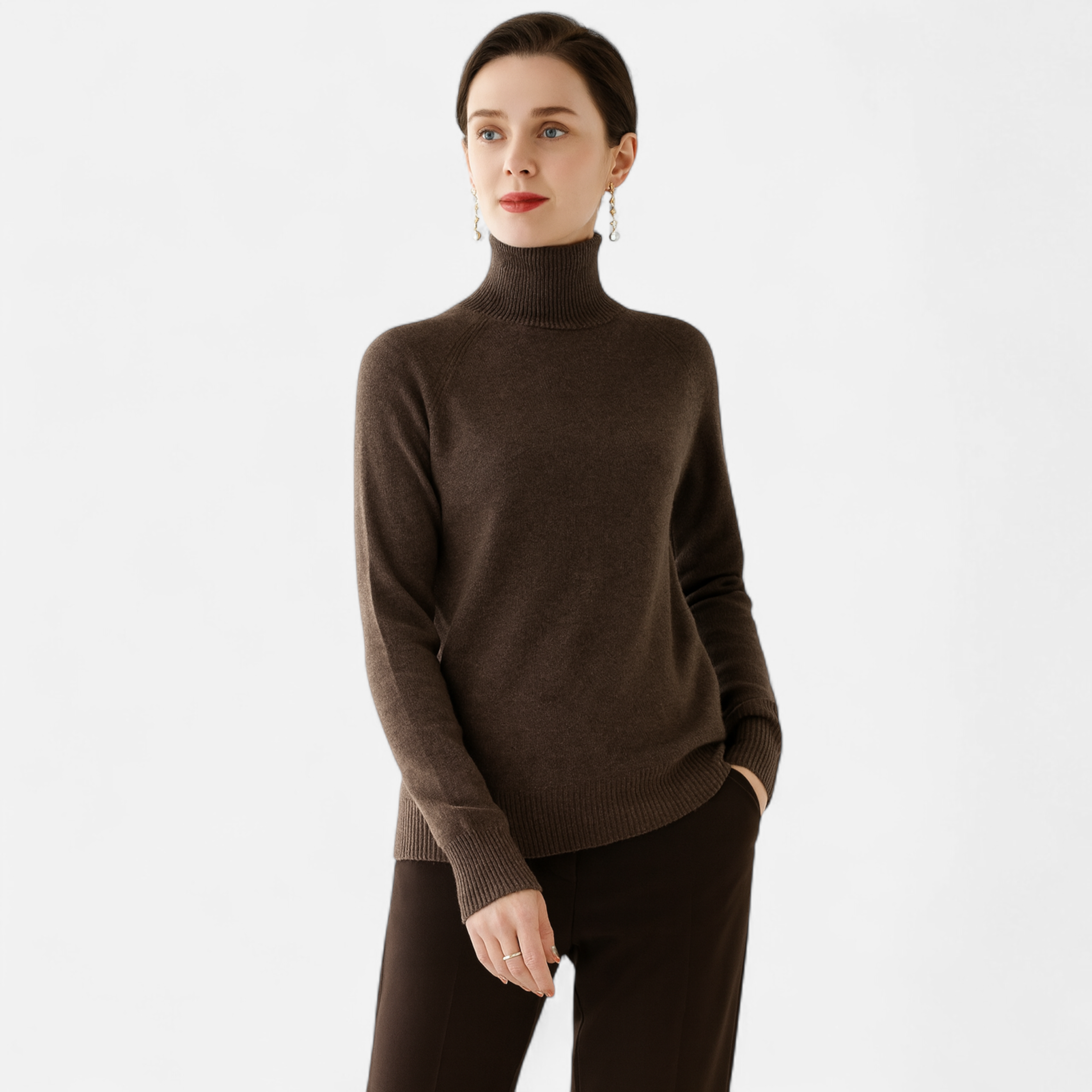 Merino Wool Cashmere Mock-Neck Sweater for Women | Cozy Knit for Fall and Winter Fashion