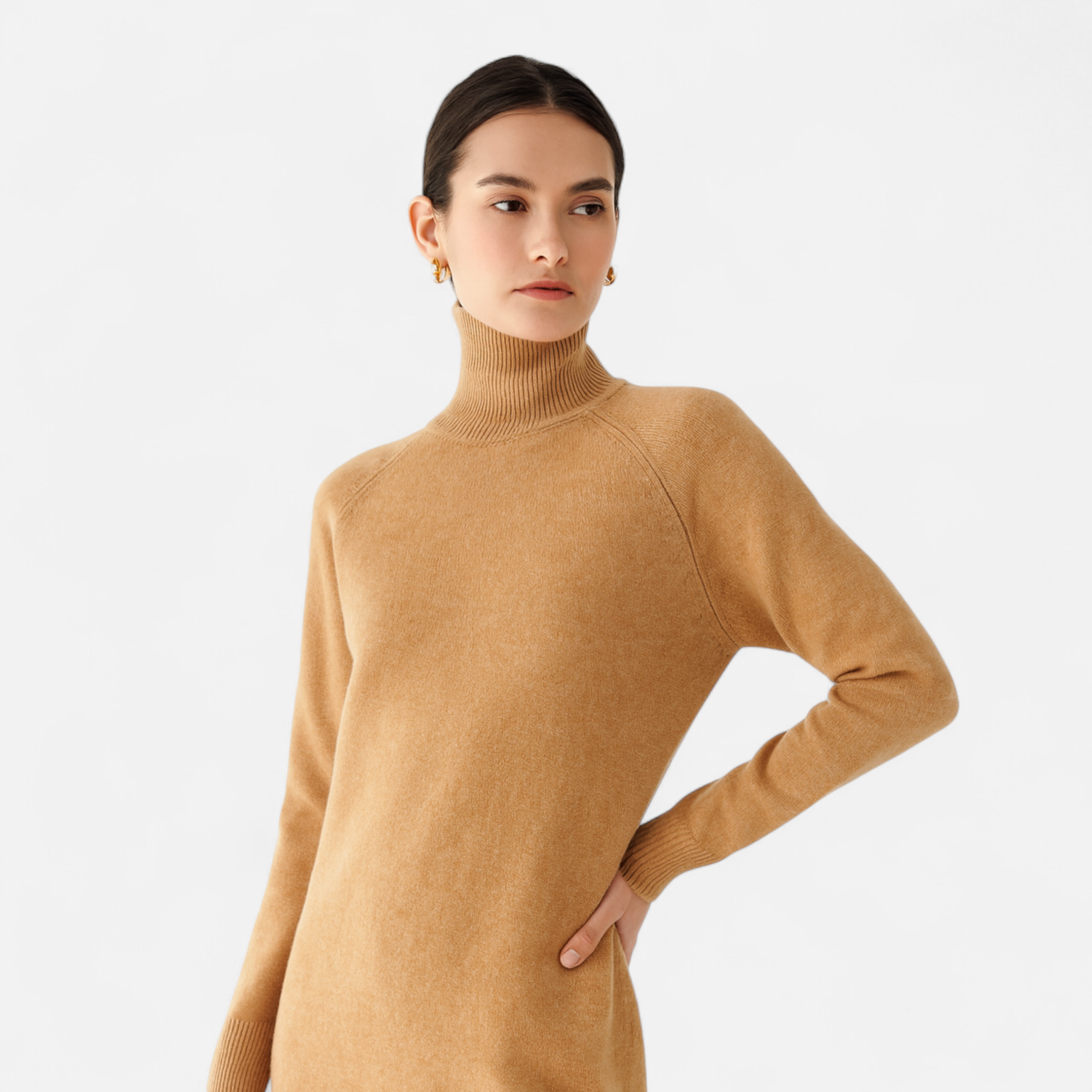 Merino Wool Cashmere Mock-Neck Sweater for Women | Cozy Knit for Fall and Winter Fashion