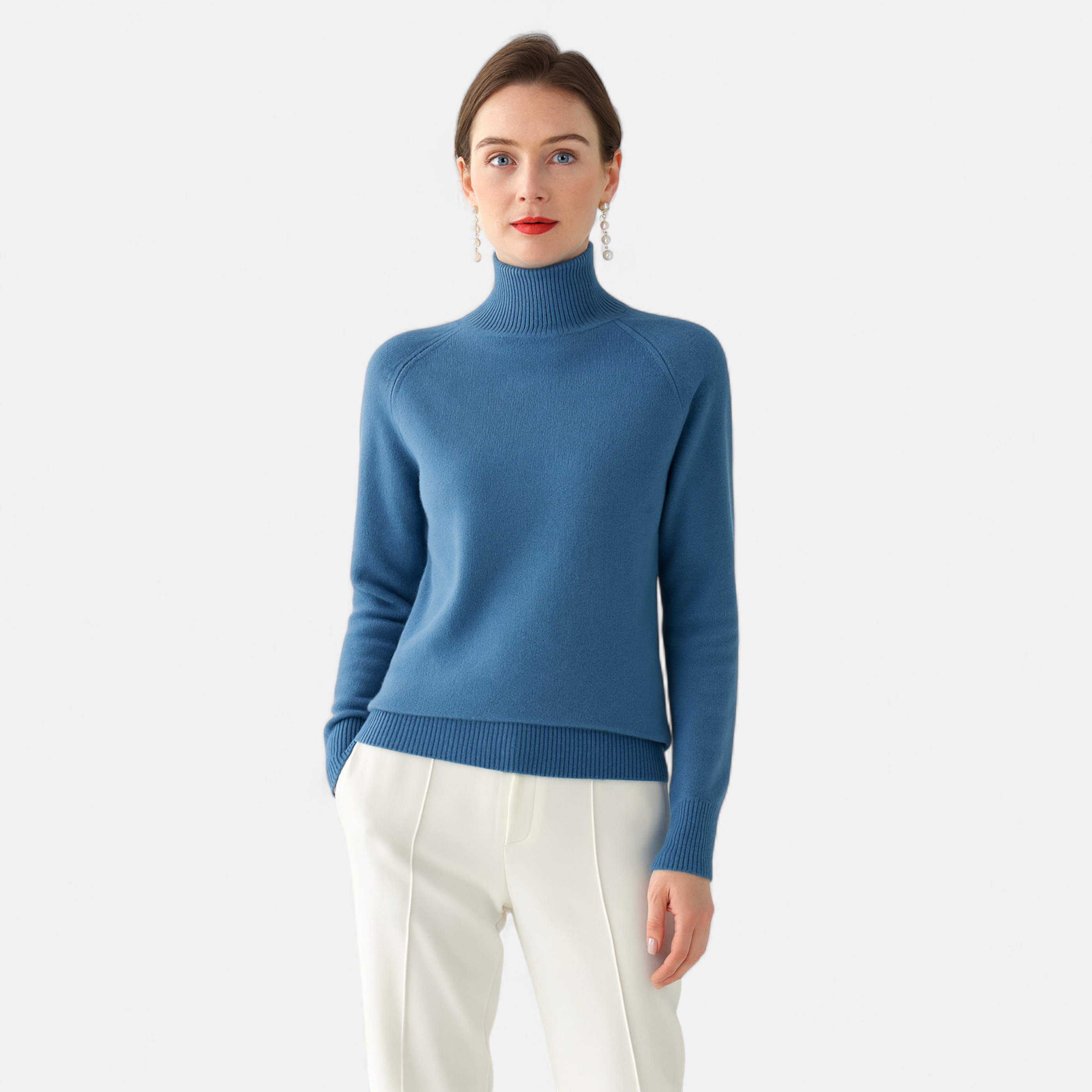Merino Wool Cashmere Mock-Neck Sweater for Women | Cozy Knit for Fall and Winter Fashion