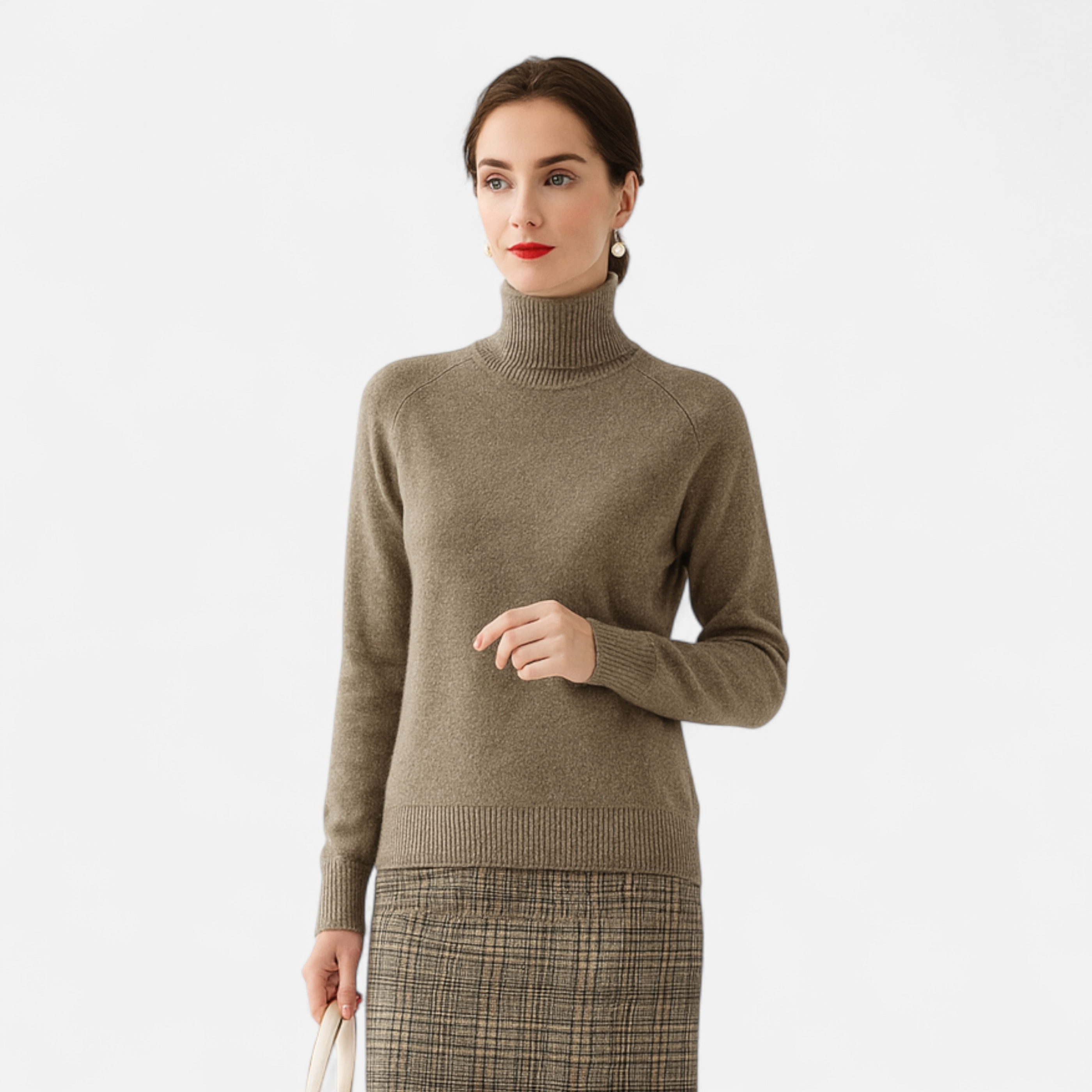 Merino Wool Cashmere Mock-Neck Sweater for Women | Cozy Knit for Fall and Winter Fashion