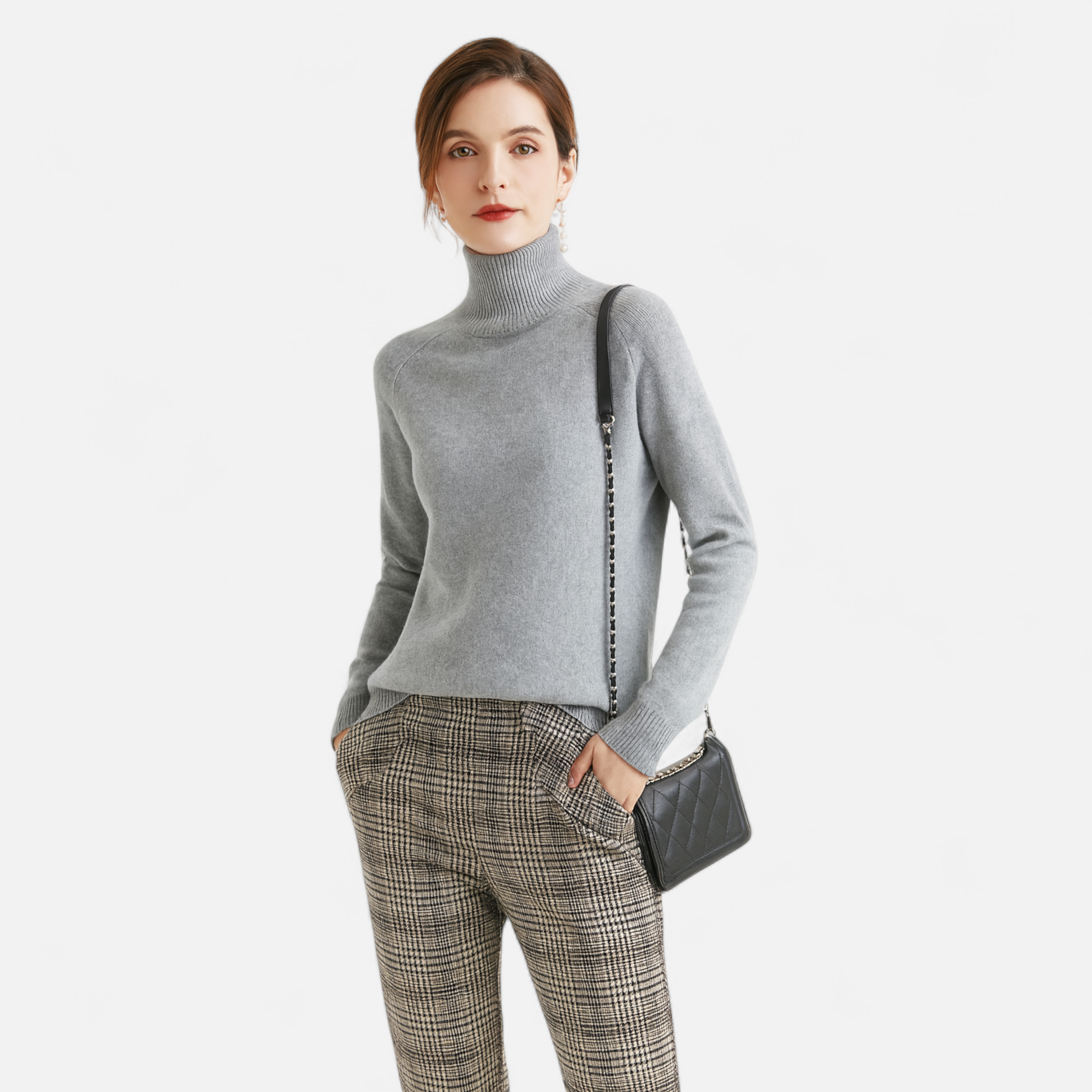 Merino Wool Cashmere Mock-Neck Sweater for Women | Cozy Knit for Fall and Winter Fashion