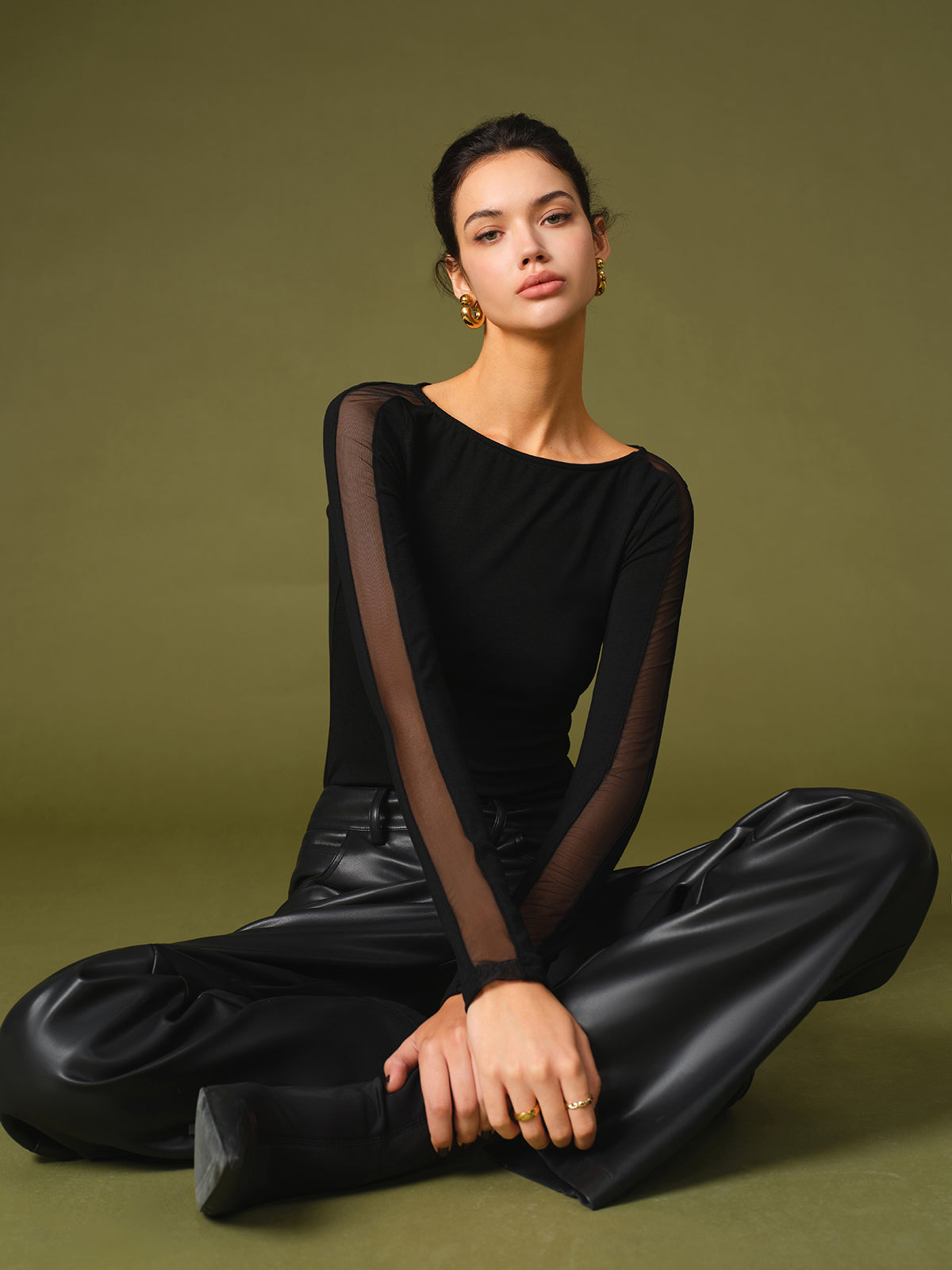 Women's Mesh Sleeve T-Shirt | Lightweight Breathable Fabric | Casual Spring Top for Everyday Wear