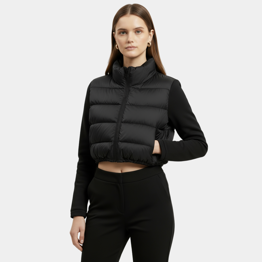 Women's Padded Stand Collar Jacket with Adjustable Hem for Casual Everyday Wear and Comfort