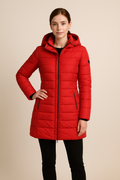 Women's Quilted Puffer Jacket with Detachable Hood - Slim Fit Winter Coat for Cold Weather Fashion